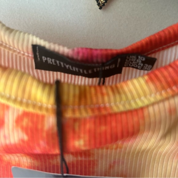 Yellow and orange tie dye bodycon stretch dress - Picture 4 of 7